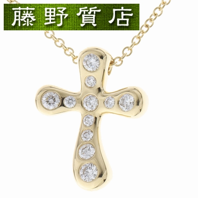 Tiffany & Co. - (新品仕上げ済) ティファニー TIFFANY ドッツクロス ダイヤ ネックレス K18 YG × ダイヤモンド 11石 8894