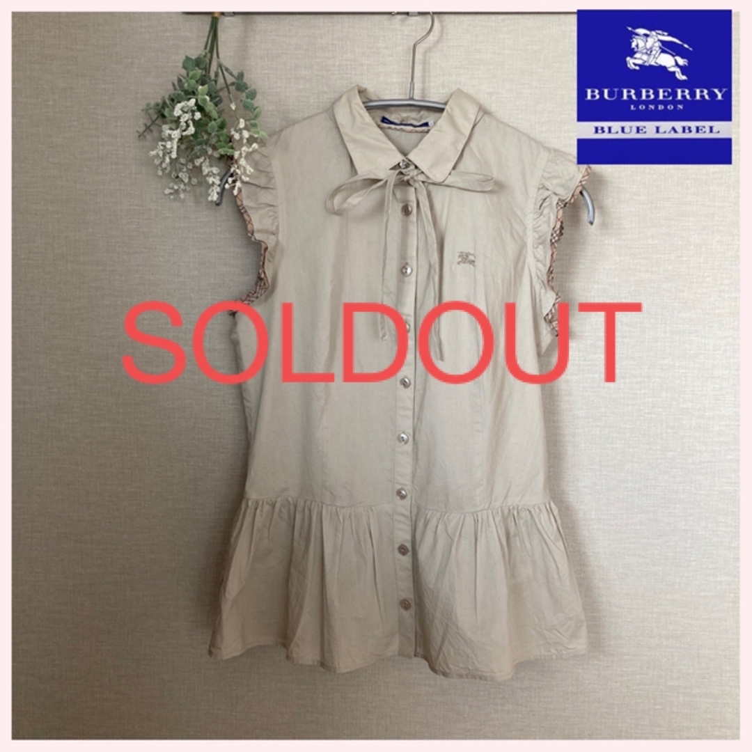 BURBERRY BLUE LABEL -  美品　バーバリ ブラウス ノースリーブ ノバチェック ビジュー
