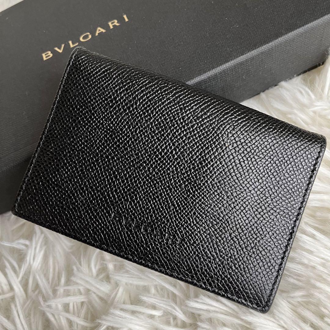 【極美品】BVLGARI カードケース　名刺入れ　レザー ブラック