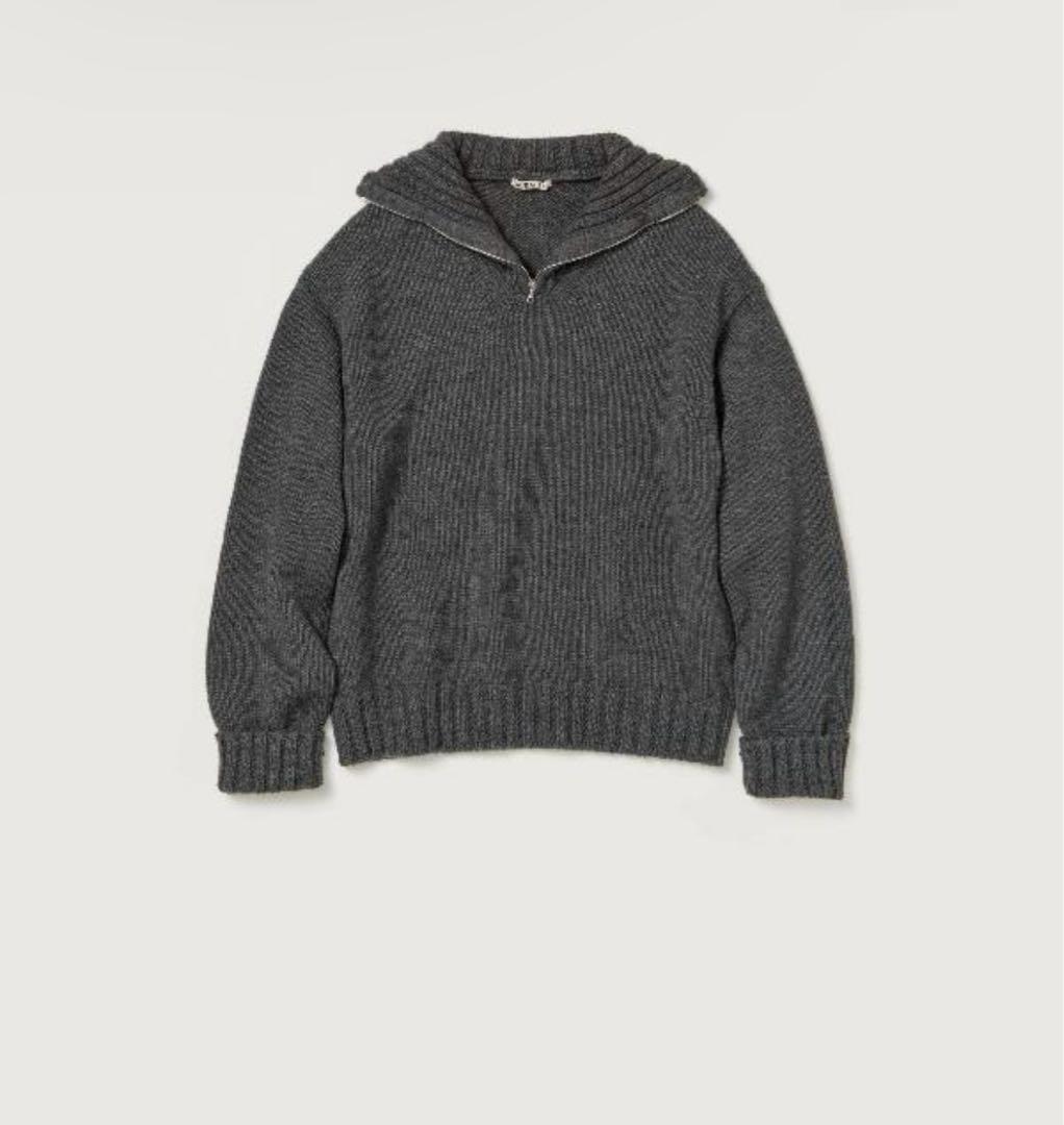 トップス AURALEE WOOL SOFT CORD KNIT HALF ZIP P/O