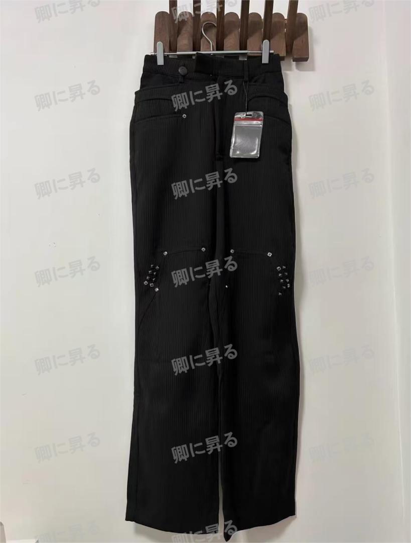 Kiko kostadinov ストライプストレートパンツ ブラック サイズS