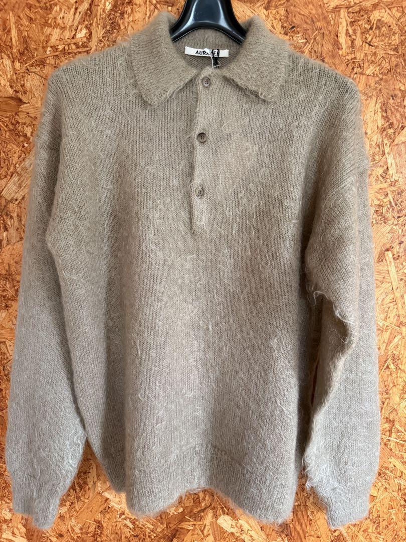 トップス AURALEE BRUSHEDSUPER KID MOHAIR KNITPOLO