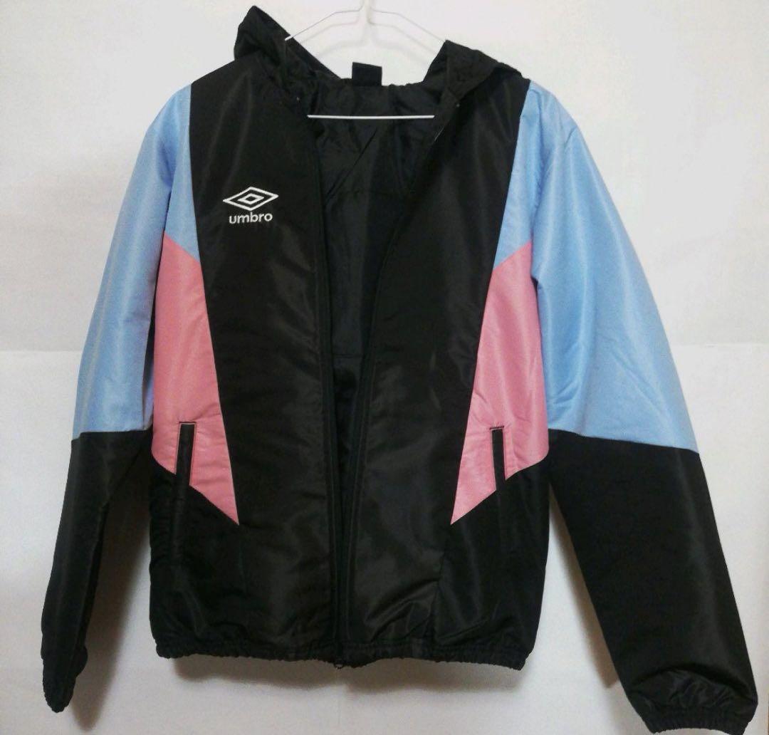 umbro アンブロ フード付きジャケット 黒x水色xピンク