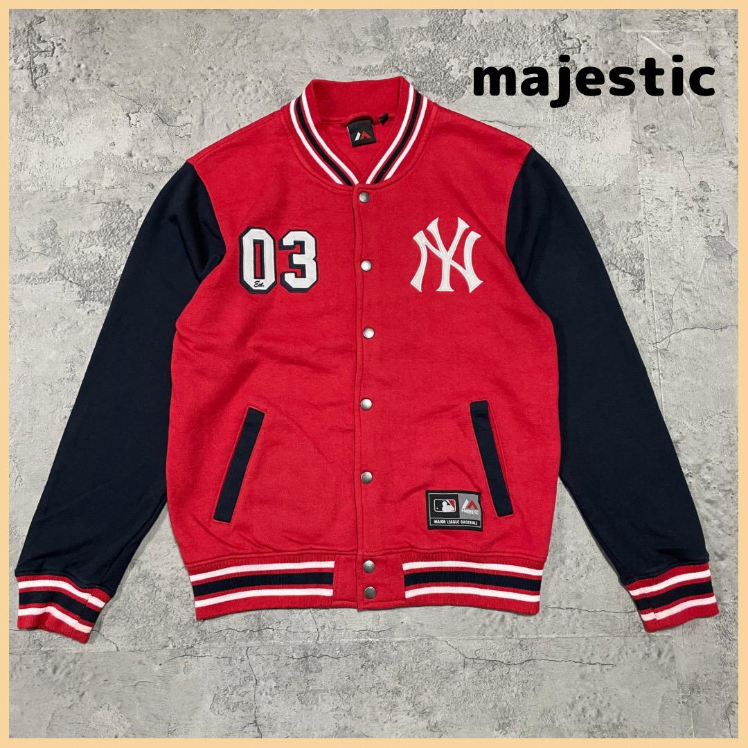 マジェスティック スタジャン スウェット  スナップボタン MLB NY