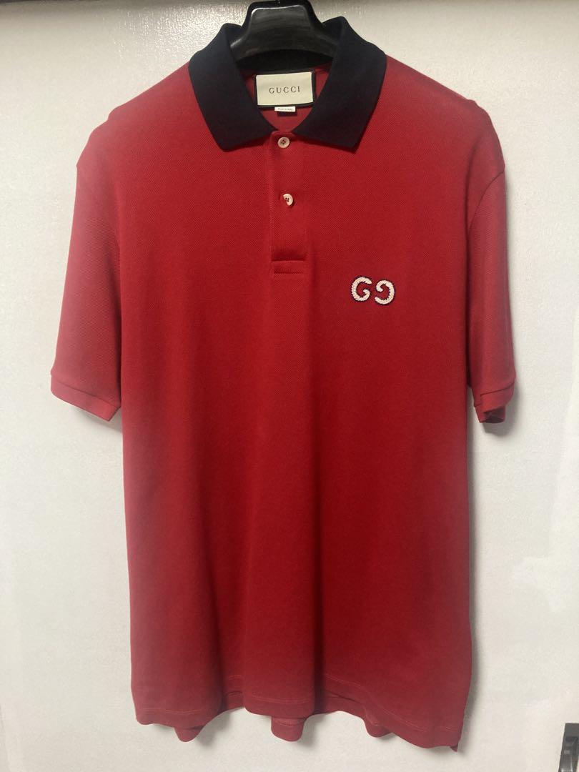 GUCCI 赤 ポロシャツ GGロゴ