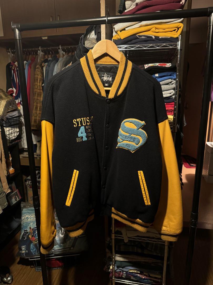 STUSSY BIG4 スタジャン 1998 ネイビー×イエロー 状態良好