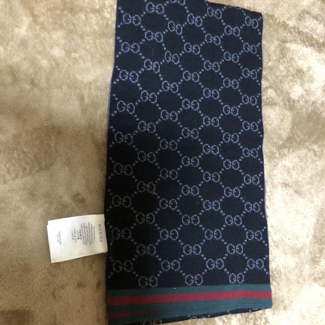 Gucci GGパターン マフラー ネイビー
